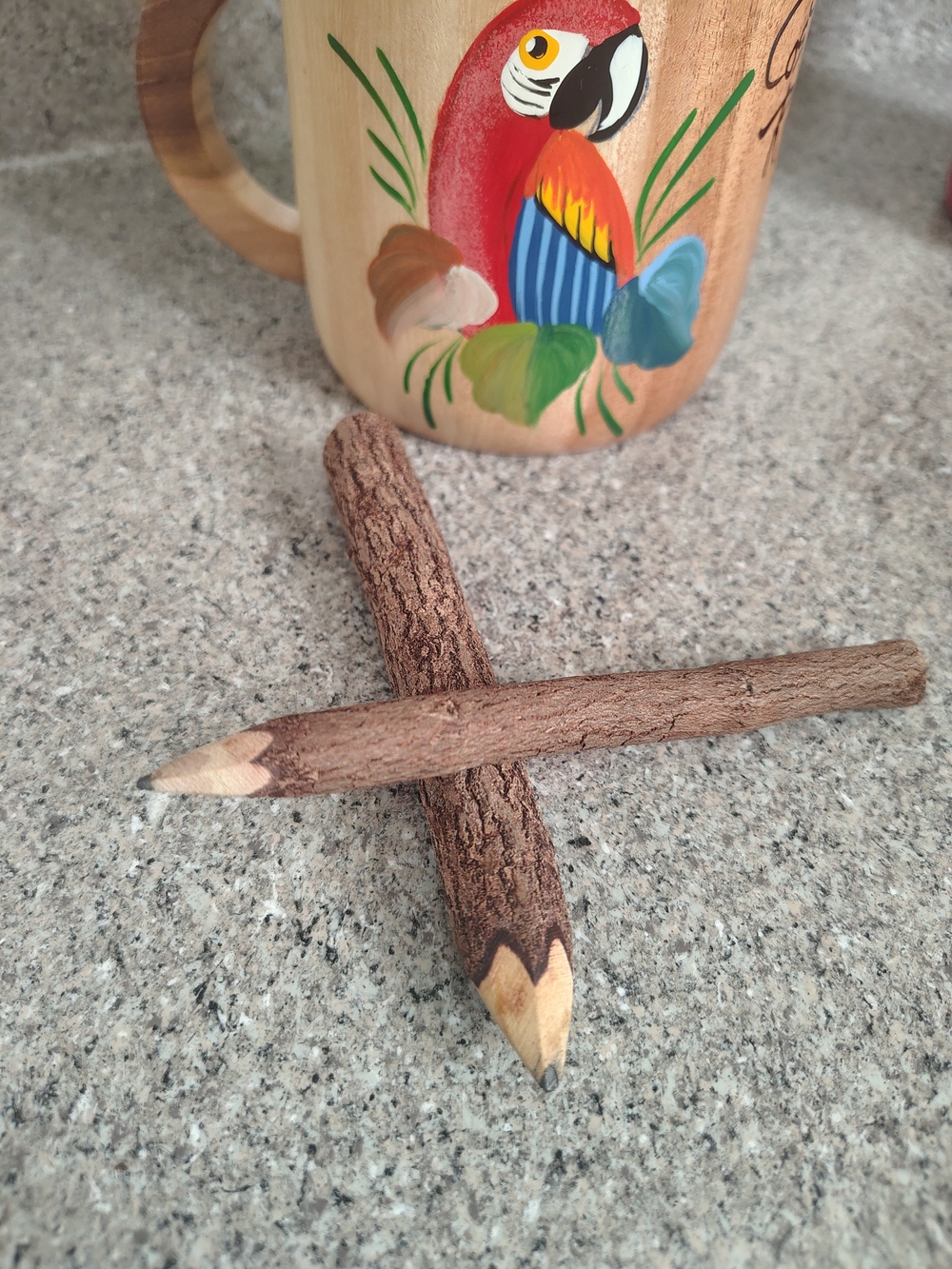 Rustic Natural Bark Pencils Real Wood - Brown